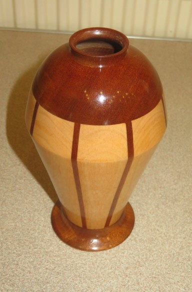 This segmented vase won <br>a highly commended certificate <br>for Ken Akrill